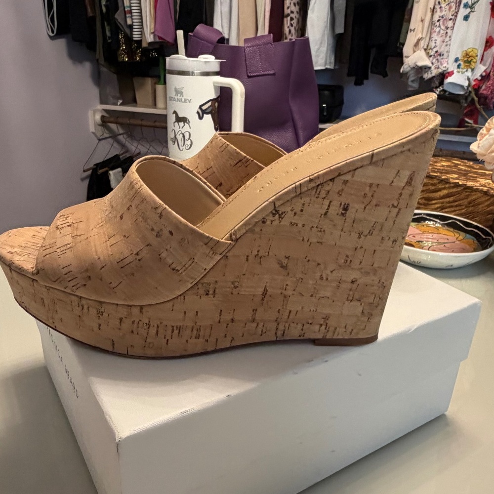 Veronica Beard Dali Cork Wedge Sandals | Natural Cork Platform | Size 10